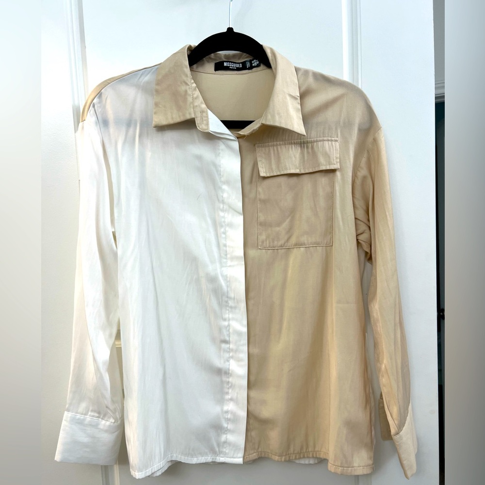 Missguided Petite colorblock button down